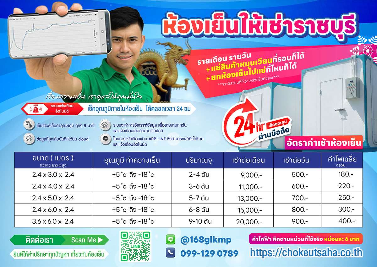 ตารางราคาเช่าห้องเย็น